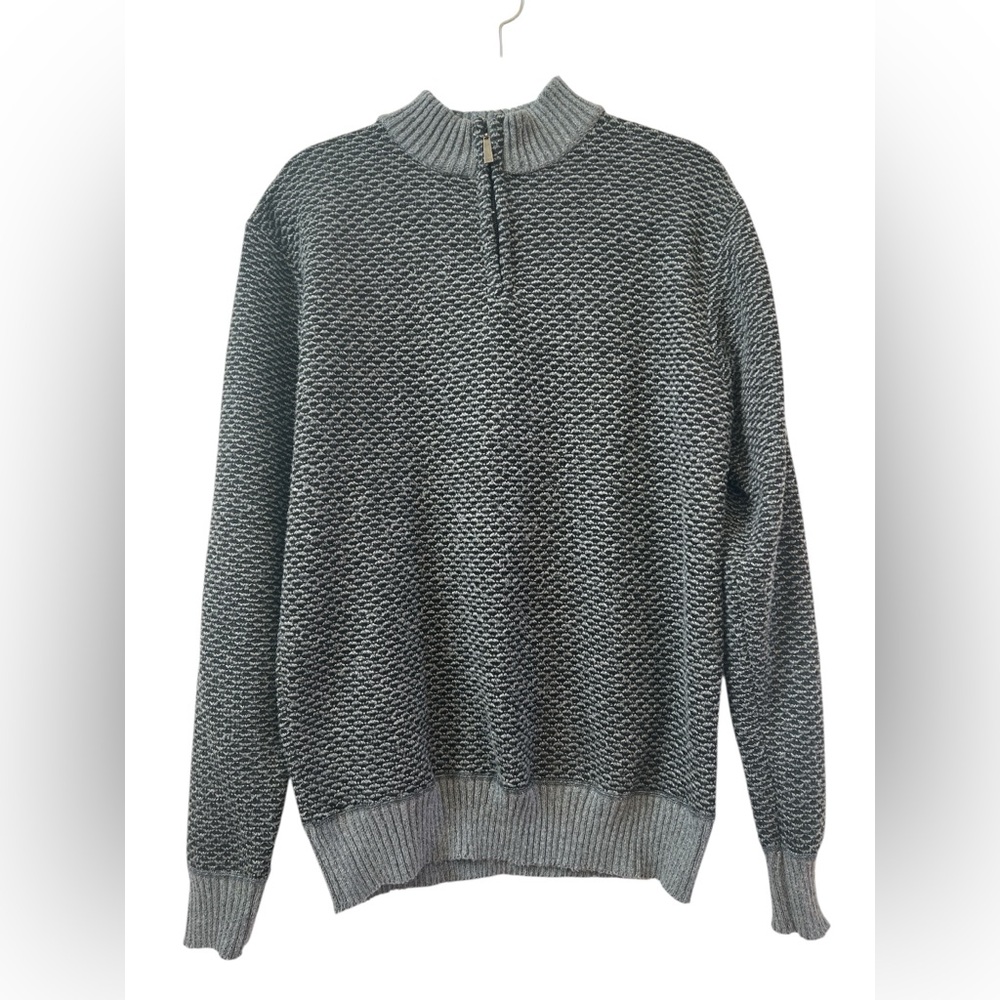 Whipper In Men’s XL Quarter Zip Textured Knit Sweater Grandpacore Gray & Black